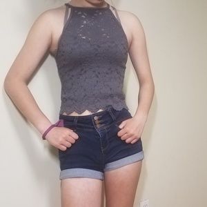 Purple/gray halter top